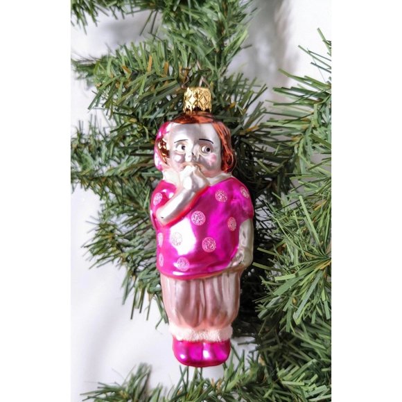 Pink Polka Dot Girl Retired Old World Christmas Inge Glass Ornament - Picture 2 of 4